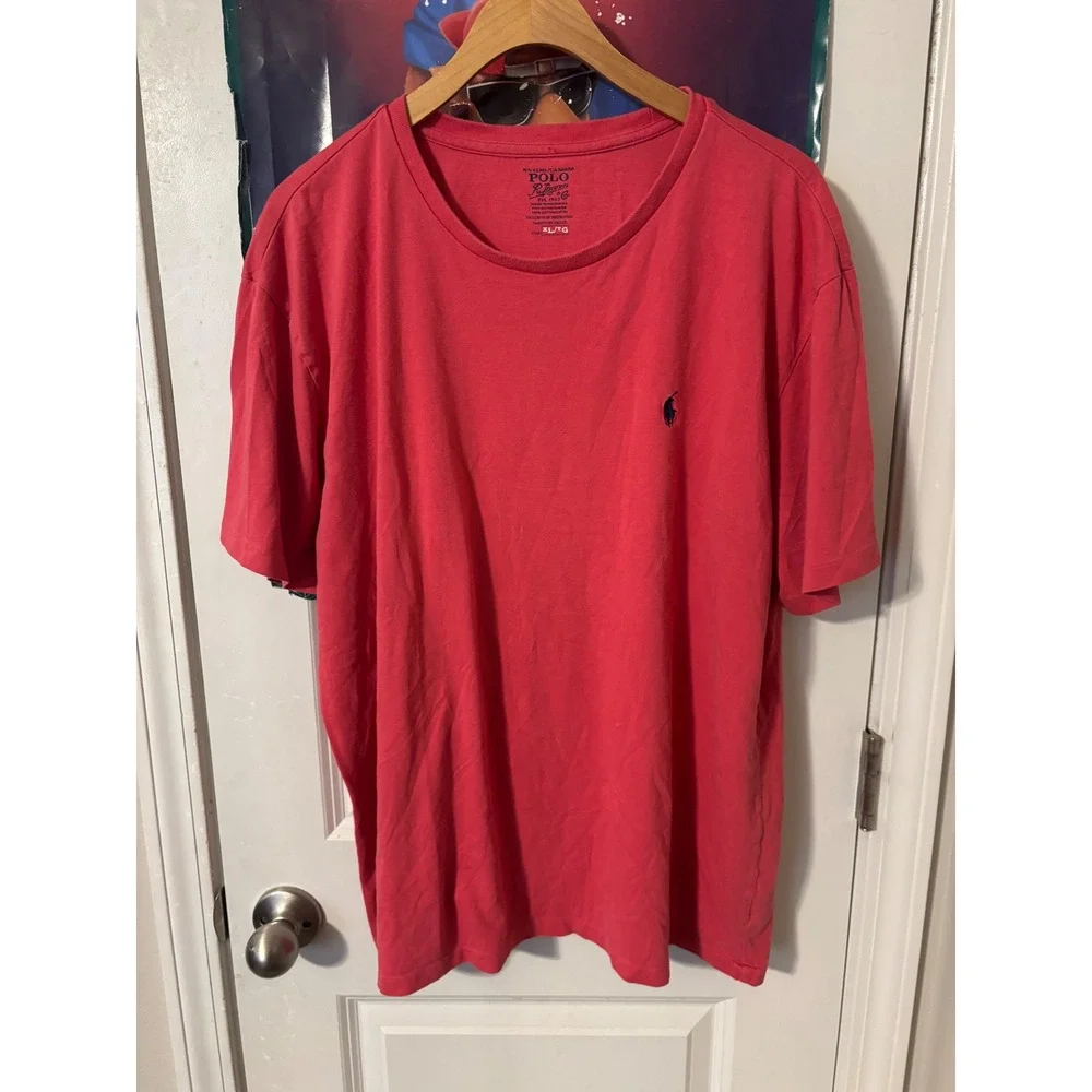 Polo Ralph Lauren Mens XL Pink Coral Short Sleeve Cotton Crewneck T-Shirt Logo